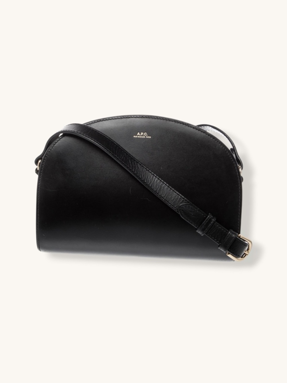 A.P.C. Black Leather Half Moon Crossbody Bag